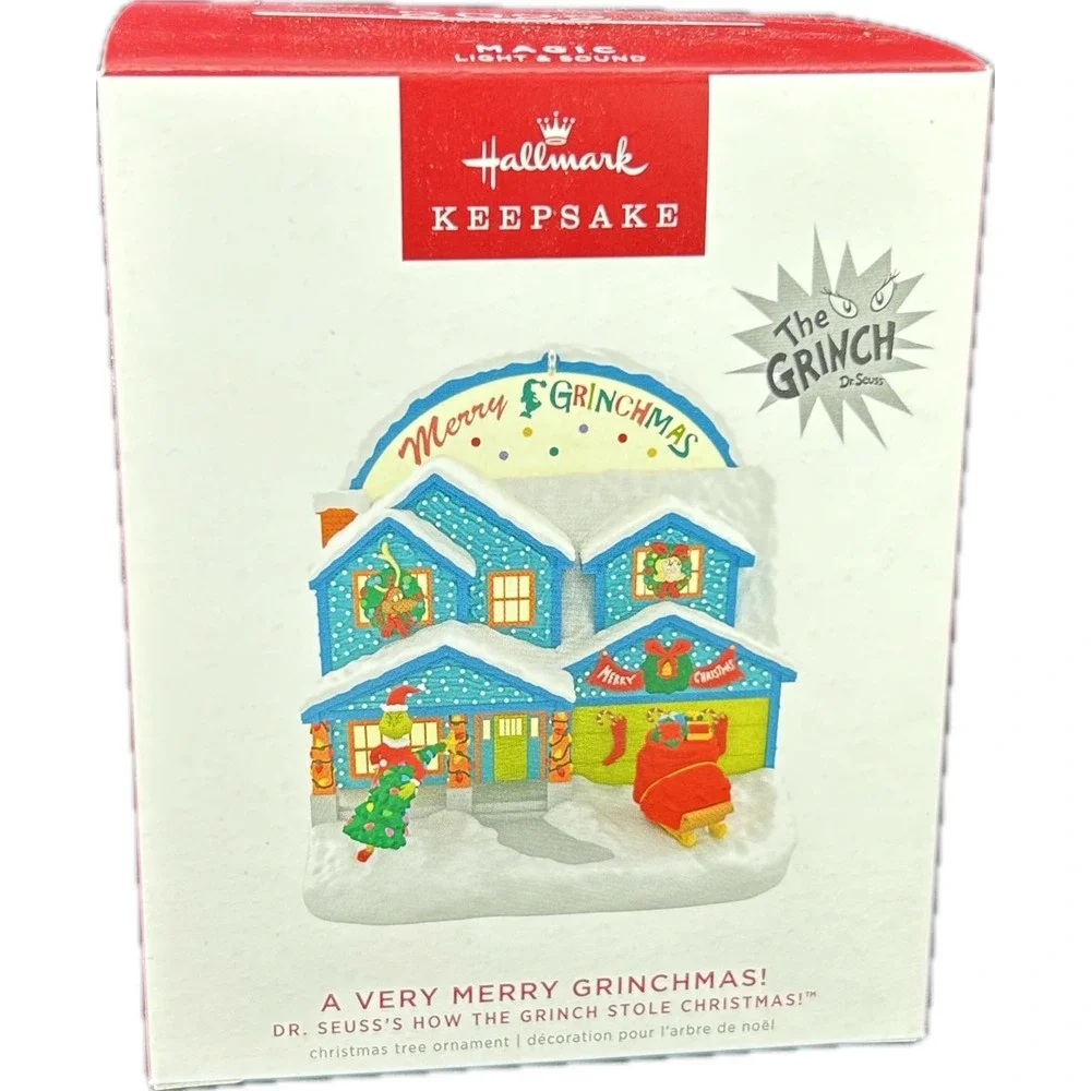 Hallmark A VERY MERRY GRINCHMAS! Keepsake Magic Ornament 2022 Sound Light‎